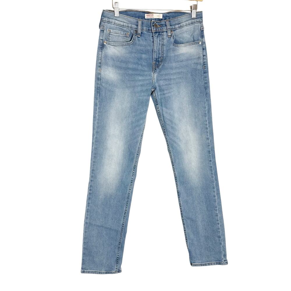 Levi Strauss Signature Slim Fit Light Wash Faded Stretch Denim Blue Jeans 30x32
